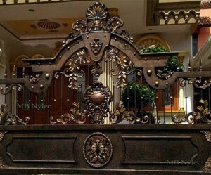 Oriental Sliding Gate with Shell Crest