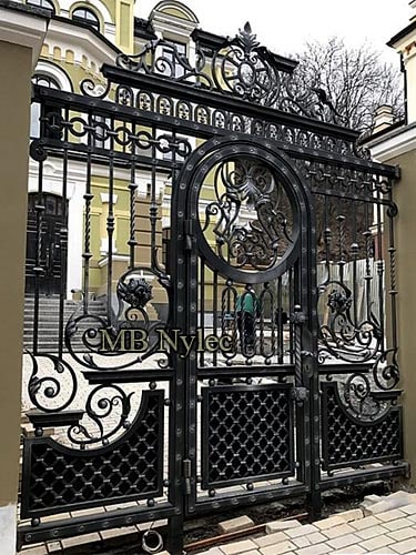 Forged gate in the style of a manor house