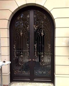 Glazed Arched Forged Door