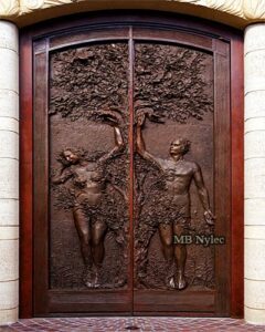 Bronze Church Door Adam and Eve