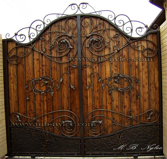Wrought iron gate with wood wrought