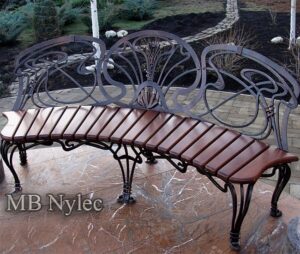 Art Nouveau Curved Forged Bench