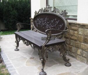Carved Forged Bench with Acanthus