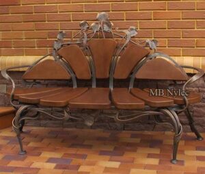 Designer Forged Leaf Bench