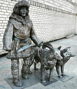 Eskimo with Dogs Steel Sculpture