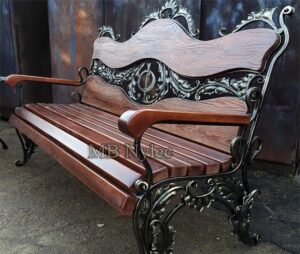 Forged Garden Bench with Acanthus