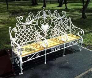 White Lattice Wedding Bench
