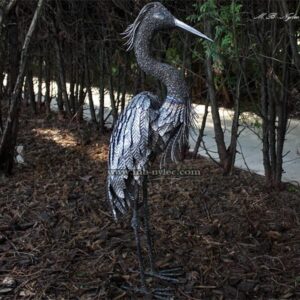Heron Forged Metal Sculpture