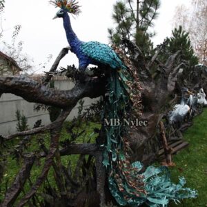 Peacock in Steel, Copper and Glass