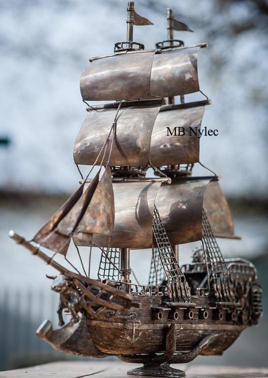 Sailing ship - intricate figure made of stainless steel forged