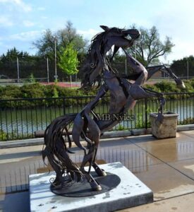 Rearing Horse Steel Statue