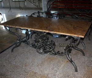 Forged Table with Stone Top