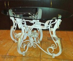 White Floral Forged Coffee Table