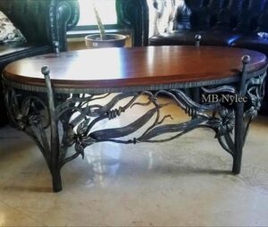 Forged Table with Wooden Top