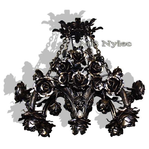Wrought Iron Rose Chandelier