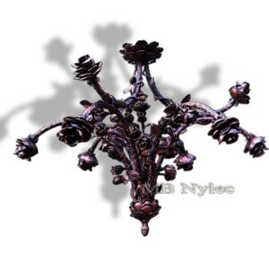Forged Chandelier with Wrought Roses