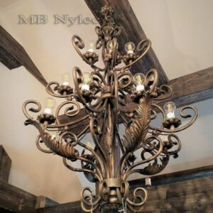 Large Forged Leaf Chandelier