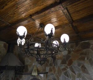 Massive Wrought Iron Globe Chandelier