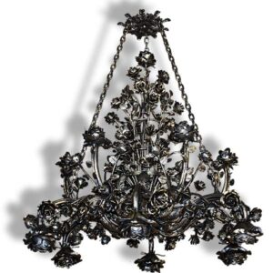 Massive 12-Arm Forged Chandelier