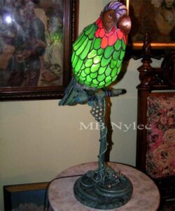 Stained Glass and Steel Parrot Lamp