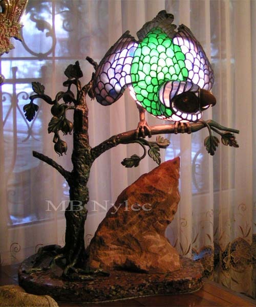 Stained Glass Parrot Lamp