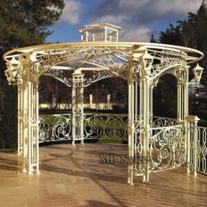 Octagonal gazebo with lamps