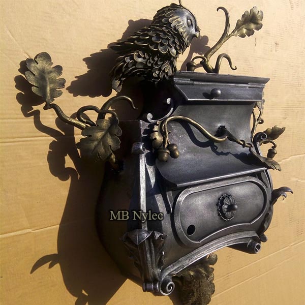 Hand-forged mailbox with an owl