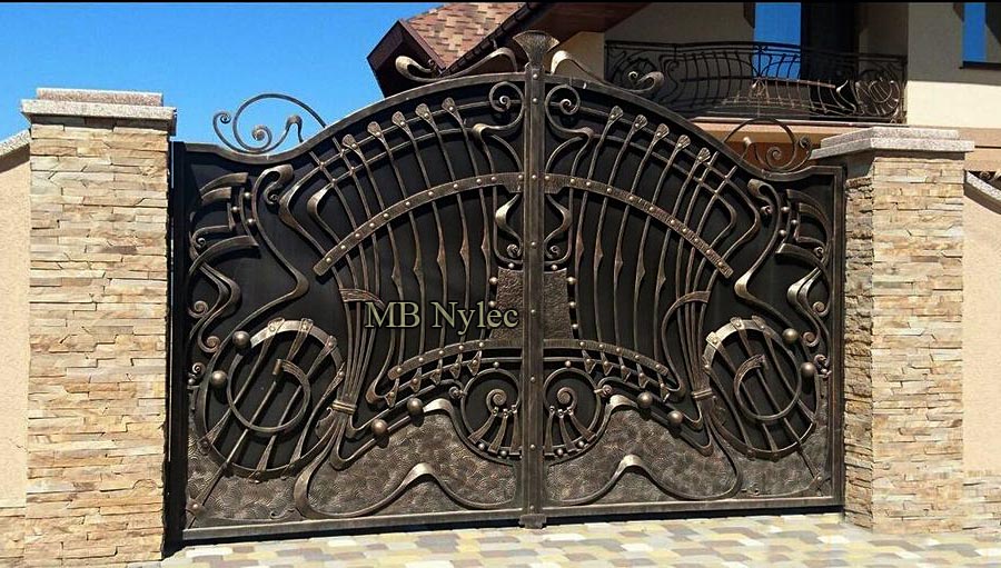 Forged gate with elements of Art Nouveau