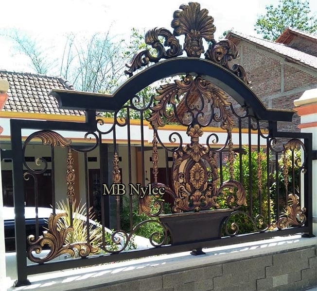 Oriental style property forged fence