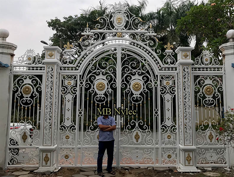 Palace gate set in shades of white