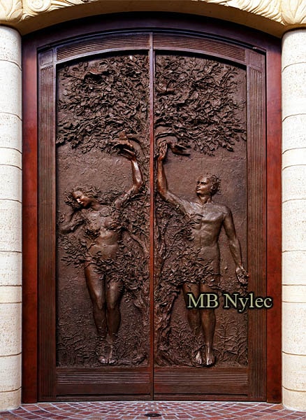 The door to the church Adam and Eve