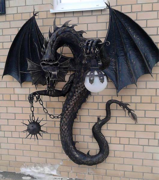 Dragon sconce metal sculpture