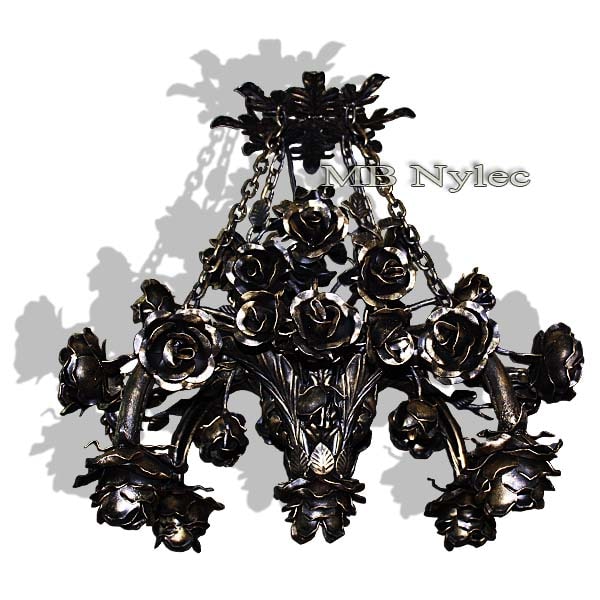 Forged chandelier wrought roses