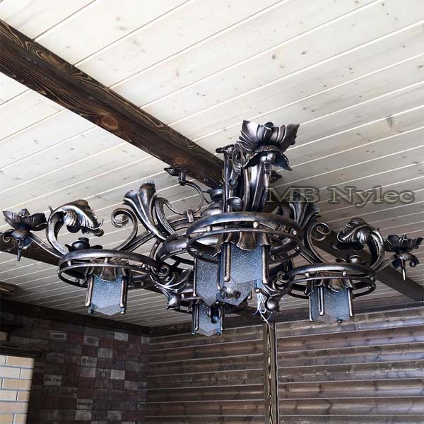 Forged metal chandelier