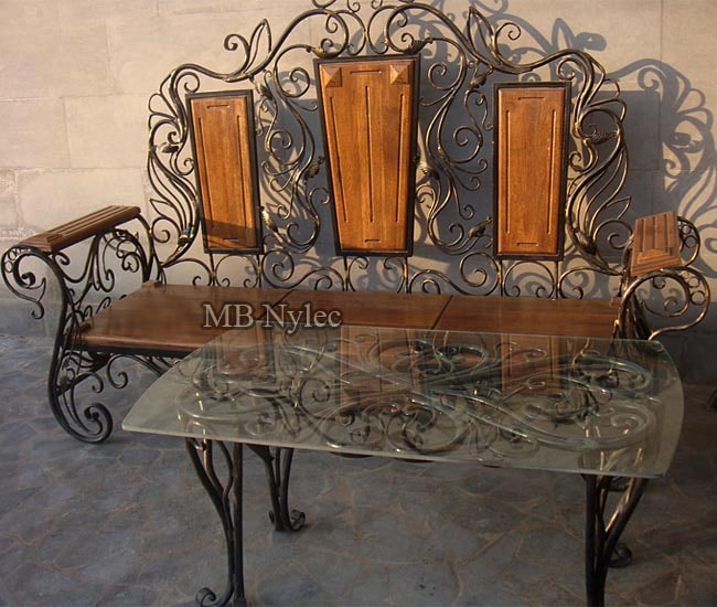 Forged furniture a set of bench and table