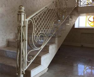 White Lattice Stair Railing