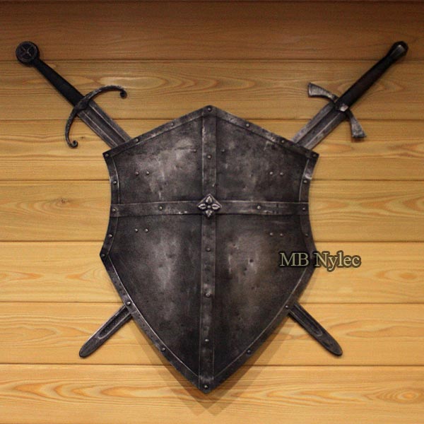 Forged shield and swords