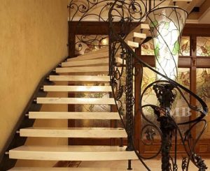 Minimal Stair Railing with Lamp Post