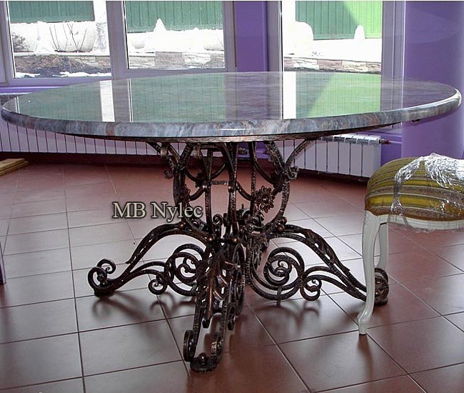 Forged table with granite top