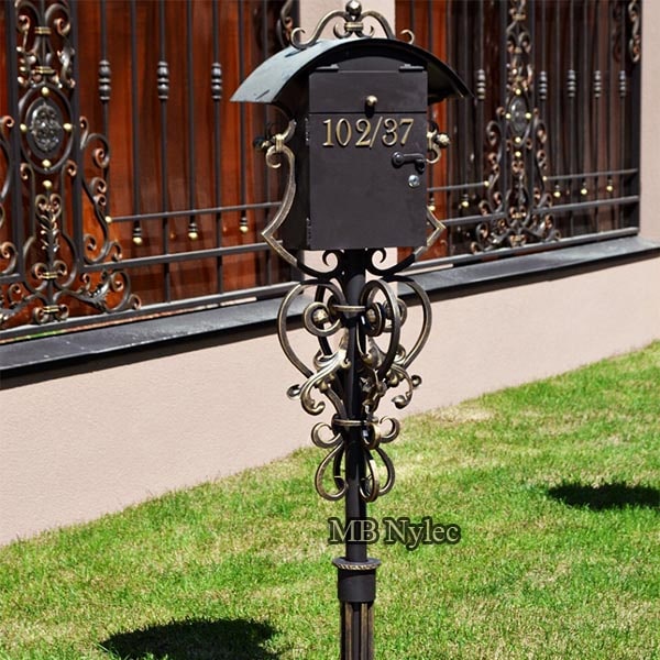 Free standing forged letter box