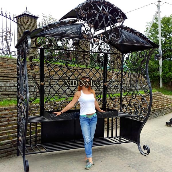 Large forged grill in the form of a gazebo