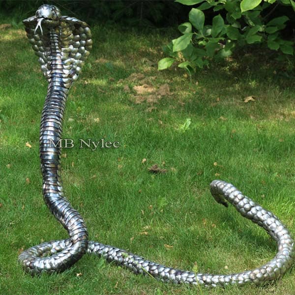 Metal snake cobra sculpture