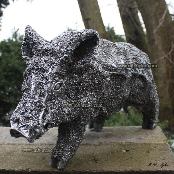 Young wild boar steel figure