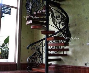 Spiral Stairs with Wrought Iron Railing
