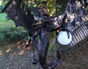 Wrought Iron Dragon Wall Lamp