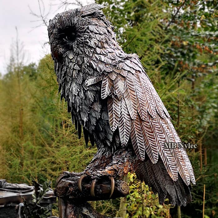 owl metal sculpture