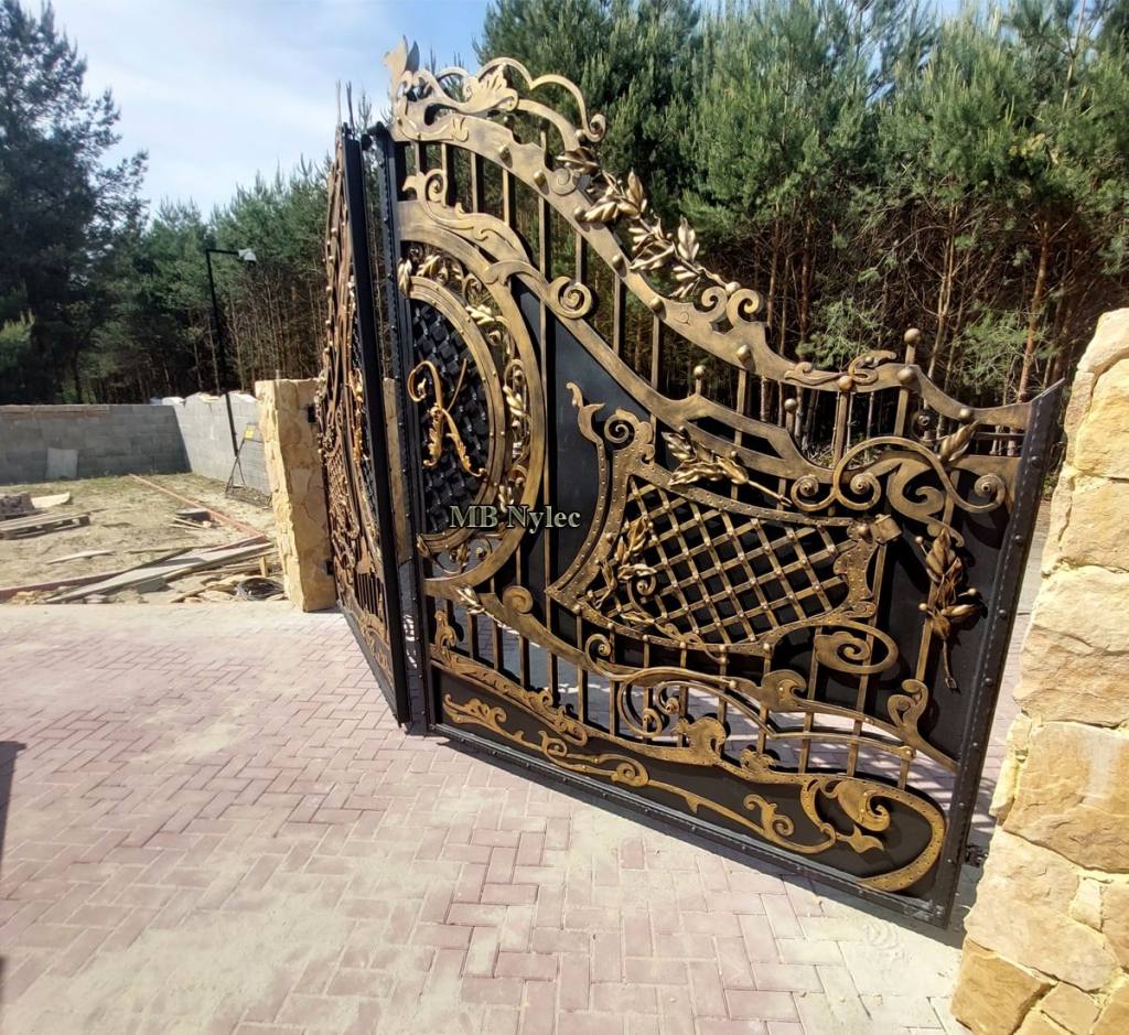 Double-leaf full gate shown partly open