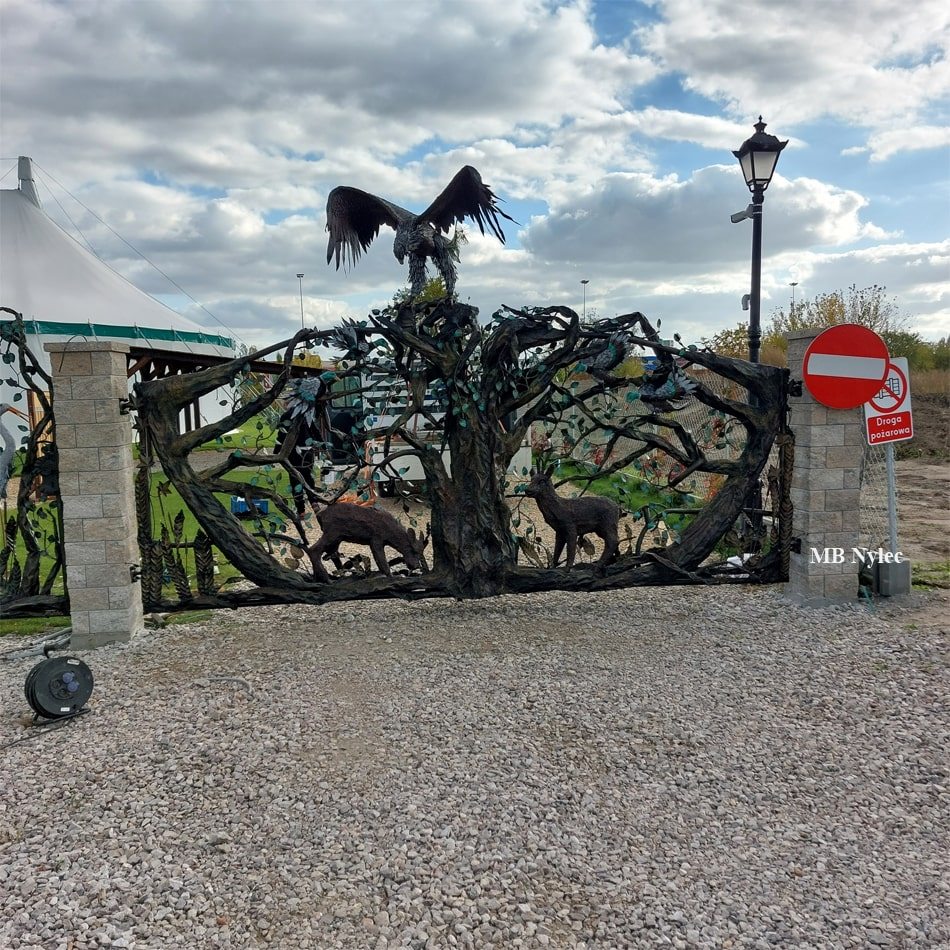 Eagle entrance gate installed at Bohema House theatre in Warsaw