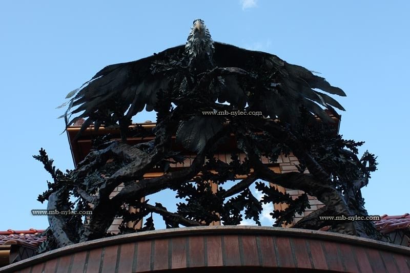 Forged eagle railing BA40 silhouetted against the sky