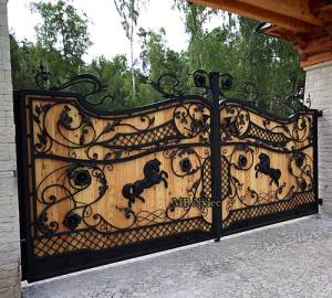 Horse farm gate with larch wood
